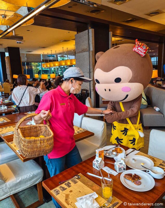 Silks Place Yilan hotel. meet the mascots at breakfast